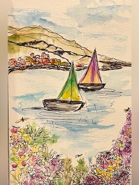 Original watercolor landscape wall art